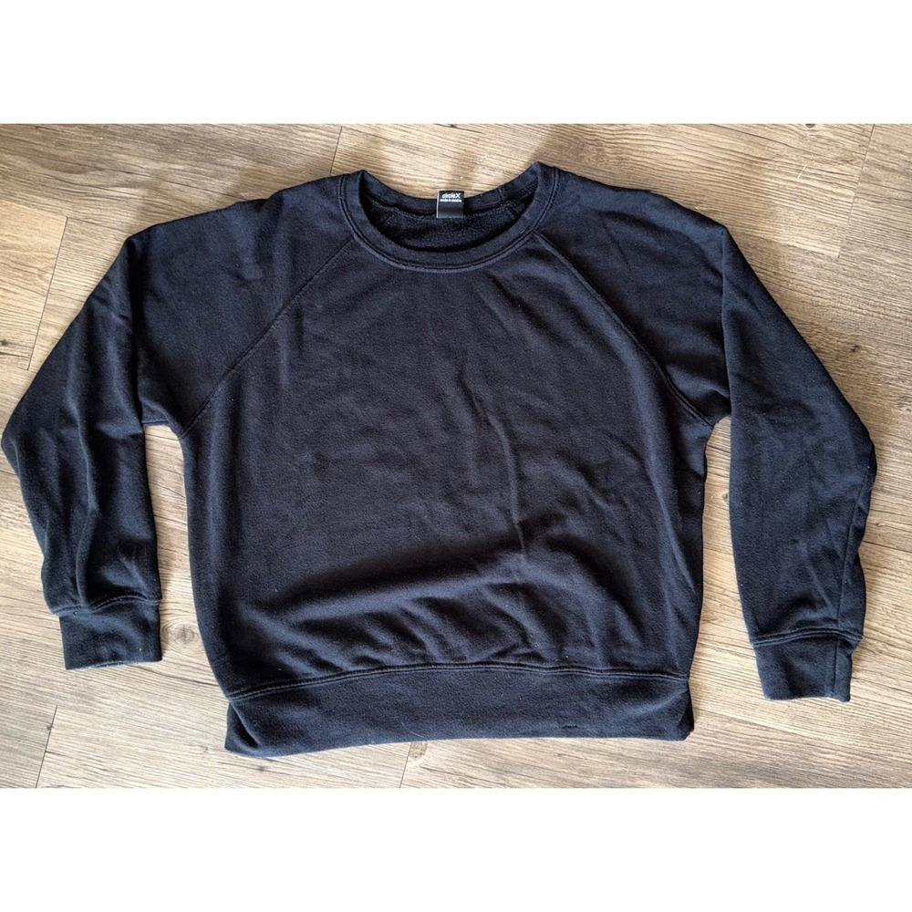 Circle X Mens Black Crewneck Raglan Sweatshirt Fleece Pullover